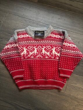 Norlender | Nordic Red Reindeer 100% Pure New Wool Sweater Fair Isle Size 3
